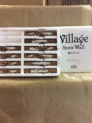 #ad Dept 56 VILLAGE STONE WALL Set of 10 #52629 Snow Covered Mint In Box Preowned $59.00