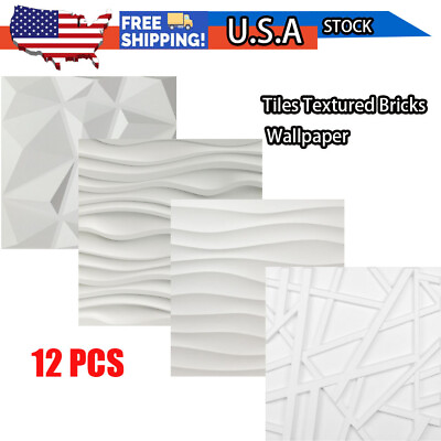#ad 3D Wall Panels PVC 12 Tiles Textured Bricks Art Design DIY 19.7quot;x19.7quot; Wallpaper $42.99