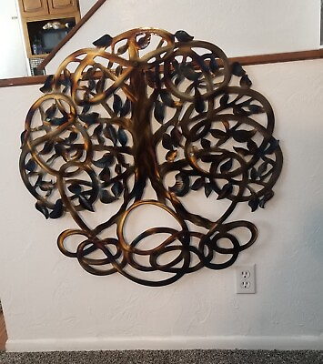 #ad Wall decor metal tree of Life handmade steel heat patina original Painting art $325.00