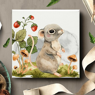 #ad Framed Canvas Wall Art Painting Prints Nursery Cute Baby Animal Mouse ANML039 $29.99