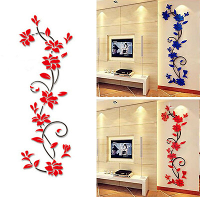 #ad DIY 3D Acrylic Crystal Wall Stickers Living Room Bedroom TV Background Home $8.14