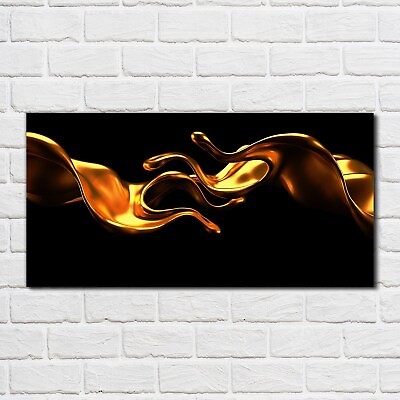 #ad Acrylic Glass Print Picture 100x50 Wall Art Painting Abstract Gold Waves $82.95