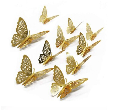 12pcs 3D Butterfly Wall Stickers Art Decals Home Room Decorations Decor US $6.40
