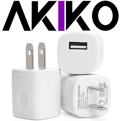 AKIKO 3PC Universal AC DC Power Adapter 1 Port USB Home Wall Charger Grip 5V $5.95