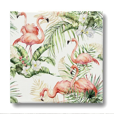#ad Framed Canvas Wall Art Painting Print Tropical Floral Flamingo Bird BIRD004 $18.99