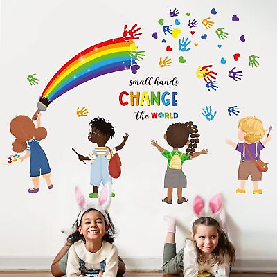 #ad decalmile Small Hands Change The World Equality Wall Stickers Inspirational Quot $31.48
