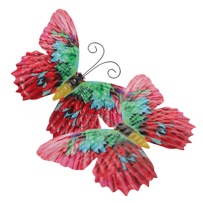 #ad 2pcs Metal Butterfly Wall Art Hanging Butterfly Ornament Sculpture 3D Butterfly $11.98