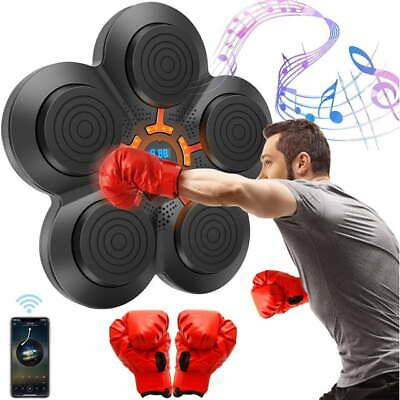 #ad Smart Music Boxing Machine Bluetooth Wall Target Training Exercise with Gloves $50.99