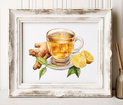 #ad Tea Wall Art Print Ginger Tea Art Print Tea Wall Art Decor Kitchen Decor $9.99