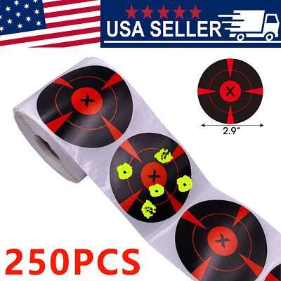 #ad 250pcs 3quot; Shooting Splatter Target Stickers Roll Fluorescent Self Adhesive Paper $8.49