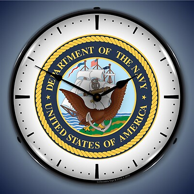 #ad US Navy Wall Clock LED Lighted $164.95