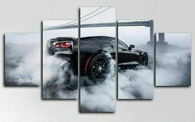 #ad Chevrolet Corvette Burnout Car 5 Pieces Canvas Print Poster HOME DECOR Wall Art $16.74