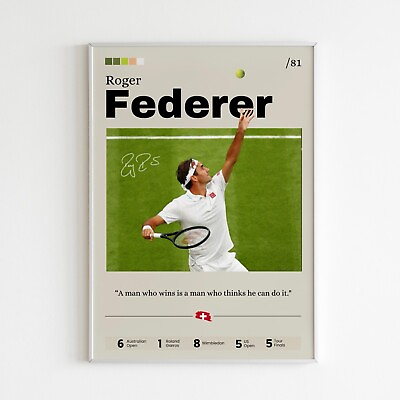 #ad #ad Roger Federer poster Tennis star wall art Federer print fan gift $41.31
