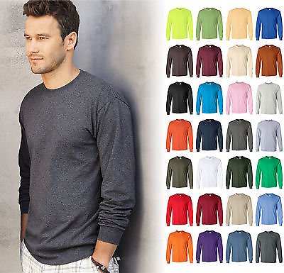 #ad Gildan Ultra Cotton Mens Crewneck Long Sleeve T Shirt S 5XL 2400 $8.25