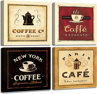 #ad Coffee Wall Art Kitchen Decor Vintage Canvas Prints Coffee Cup Latte Mocha Cafe $45.33