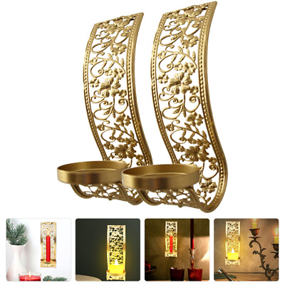 #ad 2pcs metal candle Exquisite Candle Wall Sconces Home Decor Wall Sconces for $9.59