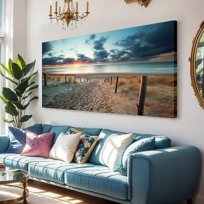 #ad Large Wall Art Beach Sunset Ocean Nature Pictures Long Canvas Artwork Prints $194.92