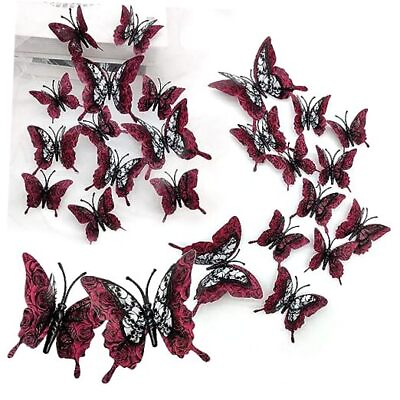 #ad Halloween Butterfly Wall Sticker with Skull Design 3D Wall Butterfly red $17.49