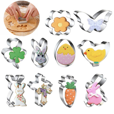 #ad #ad Easter Metal Cookie Cutter Cake Molds Kitchen Decor DIY Baking Cupcake Tools $7.93
