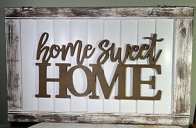 #ad Vintage Home Sweet Home Window Shutter Wall Decor Repurposed 33” X 20.5” X 1.25” $125.00
