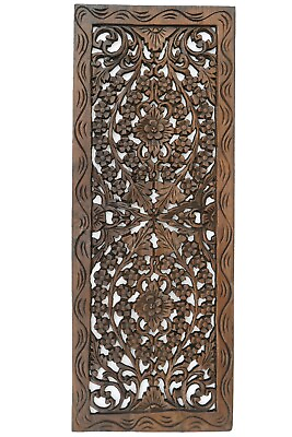#ad Tropical Wood Carved Wall Decor Panel. Floral Wood Wall Art. 35.5quot;x13.5quot; $139.99