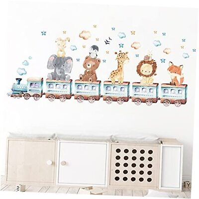 #ad Wall Stickers for Baby Room Cartoon Animal Train Theme Decals Fox Animal Trains $19.40