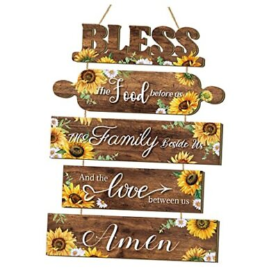 #ad Sunflower Kitchen Wall Decor Bless The Food Before Us Sign Farmhouse Kitchen $24.25