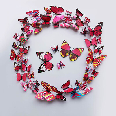 #ad 12 pcs 3D Butterfly Wall Stickers Art Decal Home Room Decorations Decor Kids UK $2.25