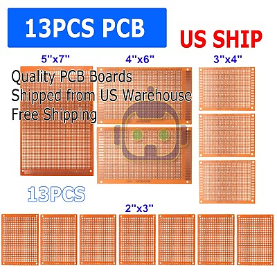 13pc DIY Prototyping Board PCB Printed Circuit Prototype Breadboard Stripboard $8.99
