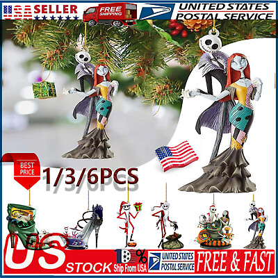2022 Nightmare Before Christmas Jack and Sally Hanging Ornament Tree DIY Decor $15.79