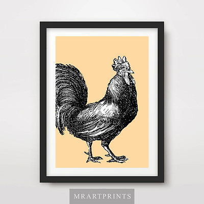 #ad ROOSTER ART PRINT POSTER Farm Animals Colourful Colorful Pop Decor Illustration GBP 24.99