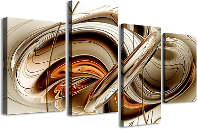 #ad Abstract Wall Art for Living Room Burnt Orange Abstract Canvas Line Art Pictur $81.56