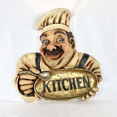 #ad Welcoming Chef Vintage Wall Plaque Kitchen Restaurant Home Decor Stunning $95.00