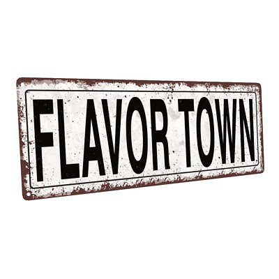 #ad Flavor Town Metal Sign; Wall Decor for Kitchen and Dinning Room $24.99