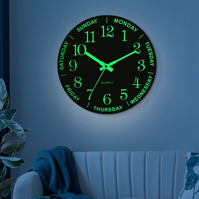 #ad 12quot; Luminous Wall Clock Modern Design Watch Digital Large Big 3D Home Decor US $25.94
