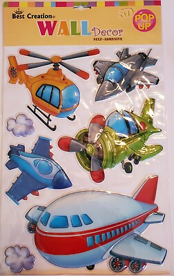 #ad 3D Popout Kids Wall Decor Stickers Airplane Helicopter Removeable $12.99