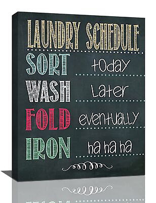 #ad Laundry Room Wall Decor Canvas Art Black Laundry Schedule Prints Sign Paintin... $25.49