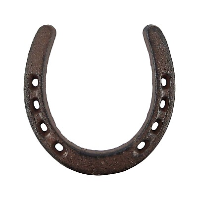 #ad Rustic Lucky Horseshoe Cast Iron Decorative Brown Western Decor 4.5 x 4.5 inch $9.95