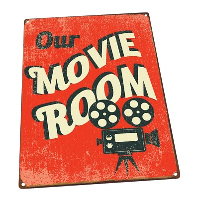#ad Our Movie Room Metal Sign; Wall Decor for Home Theater or Family Room $19.99