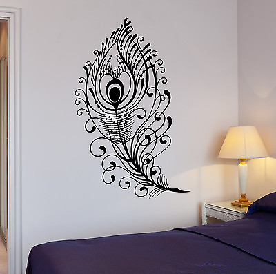 #ad Wall Decal Beautiful Peacock Feather Bird Room Art Vinyl Stickers ig2651 $49.99
