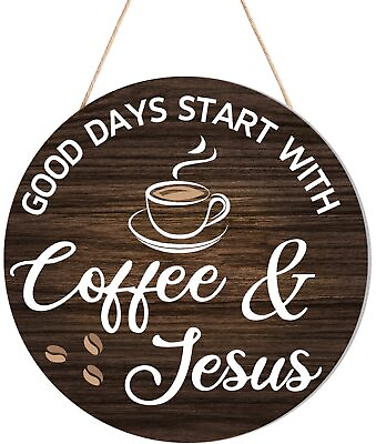 #ad HMASYO Coffee Signs Decor for Coffee Bar Good Days Start with Coffee amp; Jesus... $16.85