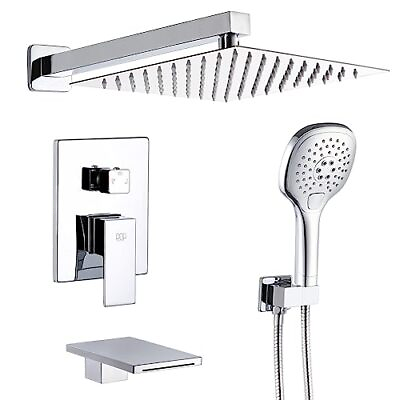 #ad POP SANITARYWARE Shower Faucet Set with Waterfall Tub Chrome 10quot; Handheld $243.02