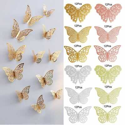 12pcs 3D Butterfly Wall Stickers Art Decals Home Room Decorations Decor 4 TYPES $5.41