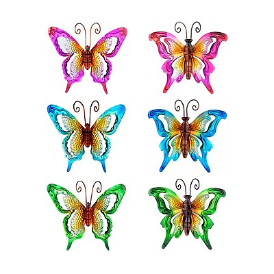 #ad 6 Pack 3D Metal Butterfly Wall Art Hanging Sculpture for Garden Patio Balcony $25.50
