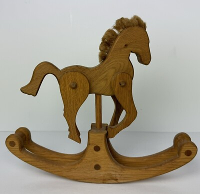 #ad Antique Wood Rocking Horse Primitive Art Dangling Legs Movement Vintage Signed $48.00