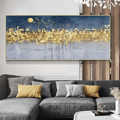 #ad Abstract Gray Golden Canvas Painting Home Decor Wall Painting Mural Print Poster $8.79