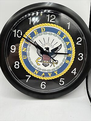#ad United States Navy Wall Clock MUSICAL Plays Navy Song On The Hour Works $29.99