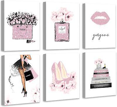 #ad Glam Pink Fashion Wall Decor Woman Makeup Framed Wall Art Pink Girly Room Decor $53.60