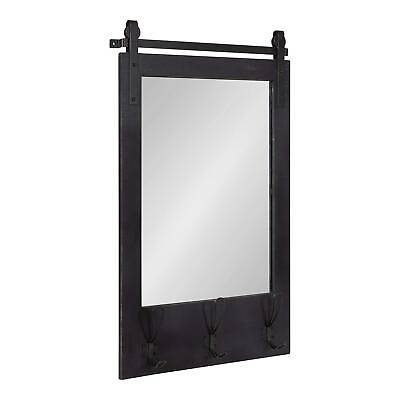 #ad #ad Cates Rustic Wall Mirror with Hooks 18 x 28 Black Farmhouse Wall Decor wit... $176.14