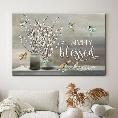 #ad Christian Canvas Wall Art Simply Blessed Wall Decor Home Decor Gift For Her $18.95